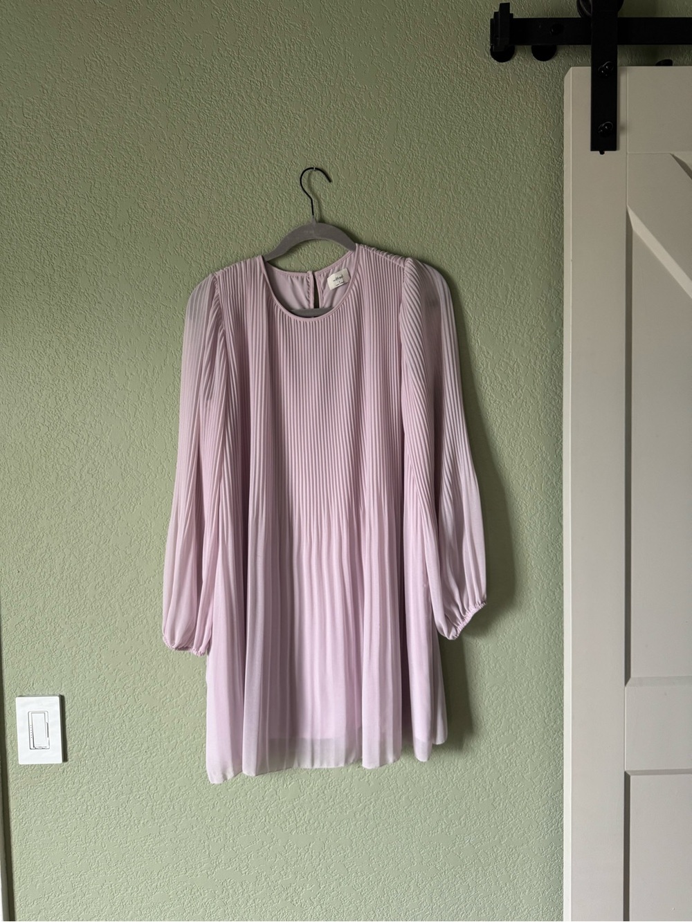 Wilfred-Pleated Lavender Long Sleeve Mini Dress